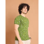 Generic Men's Casual Cotton Printed Round Neck Half Sleeve T-Shirt (Green) - Image 3