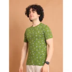Generic Men's Casual Cotton Printed Round Neck Half Sleeve T-Shirt (Green) - Image 4