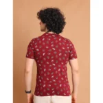 Generic Men's Casual Cotton Printed Round Neck Half Sleeve T-Shirt (Maroon) - Image 2