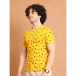 Generic Men's Casual Cotton Printed Round Neck Half Sleeve T-Shirt (Yellow) - Image 4