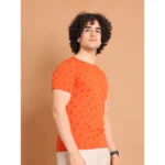 Generic Men's Casual Cotton Printed Round Neck Half Sleeve T-Shirt (Rust) - Image 3