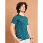 Generic Men's Casual Cotton Printed Round Neck Half Sleeve T-Shirt (Green) - Image 3