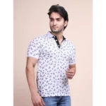 Generic Men's Casual Cotton Printed Polo Neck Half Sleeve T-Shirt (White) - Image 3