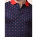Generic Men's Casual Cotton Printed Polo Neck Half Sleeve T-Shirt (Navy) - Image 6