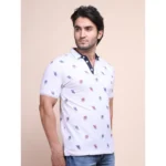Generic Men's Casual Cotton Printed Polo Neck Half Sleeve T-Shirt (White) - Image 3