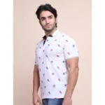 Generic Men's Casual Cotton Printed Polo Neck Half Sleeve T-Shirt (White) - Image 4