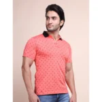 Generic Men's Casual Cotton Printed Polo Neck Half Sleeve T-Shirt (Red) - Image 4