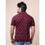 Generic Men's Casual Cotton Printed Polo Neck Half Sleeve T-Shirt (Plum) - Image 2