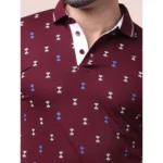 Generic Men's Casual Cotton Printed Polo Neck Half Sleeve T-Shirt (Plum) - Image 6