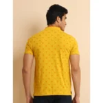 Generic Men's Casual Cotton Printed Mandarin Collar Half Sleeve T-Shirt (Mustard) - Image 2