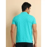Generic Men's Casual Cotton Printed Mandarin Collar Half Sleeve T-Shirt (Seagreen) - Image 2
