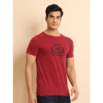 Generic Men's Casual Cotton Printed Round Neck Half Sleeve T-Shirt (Maroon) - Image 3