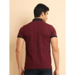 Generic Men's Casual Cotton Printed Polo Neck Half Sleeve T-Shirt (Plum) - Image 2