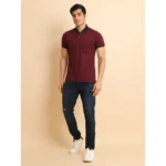 Generic Men's Casual Cotton Printed Polo Neck Half Sleeve T-Shirt (Plum) - Image 7