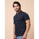 Generic Men's Casual Cotton Printed Polo Neck Half Sleeve T-Shirt (Navy) - Image 3