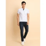 Generic Men's Casual Cotton Printed Polo Neck Half Sleeve T-Shirt (White) - Image 7