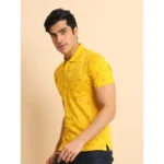 Generic Men's Casual Cotton Printed Polo Neck Half Sleeve T-Shirt (Yellow) - Image 4