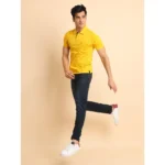 Generic Men's Casual Cotton Printed Polo Neck Half Sleeve T-Shirt (Yellow) - Image 7