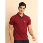 Generic Men's Casual Cotton Printed Polo Neck Half Sleeve T-Shirt (Red) - Image 3