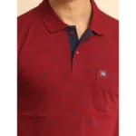 Generic Men's Casual Cotton Printed Polo Neck Half Sleeve T-Shirt (Red) - Image 6