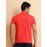 Generic Men's Casual Cotton Printed Mandarin Collar Half Sleeve T-Shirt (Red) - Image 2