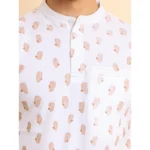 Generic Men's Casual Cotton Printed Mandarin Collar Half Sleeve T-Shirt (White) - Image 6