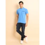 Generic Men's Casual Cotton Printed Mandarin Collar Half Sleeve T-Shirt (LightBlue) - Image 7