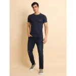 Generic Men's Casual Cotton Solid Round Neck Half Sleeve T-Shirt (Navy) - Image 7