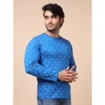 Generic Men's Casual Cotton Printed Round Neck Full Sleeve T-Shirt (Blue) - Image 4