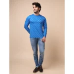 Generic Men's Casual Cotton Printed Round Neck Full Sleeve T-Shirt (Blue) - Image 7