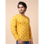 Generic Men's Casual Cotton Printed Round Neck Full Sleeve T-Shirt (Mustard) - Image 4
