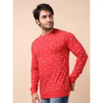 Generic Men's Casual Cotton Printed Round Neck Full Sleeve T-Shirt (Red) - Image 3