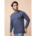 Generic Men's Casual Cotton Printed Round Neck Full Sleeve T-Shirt (Blue) - Image 3