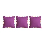 Generic Cotton Solid Pom Pom Cushion Covers (Purple, Size: 18x18 In) - Image 3
