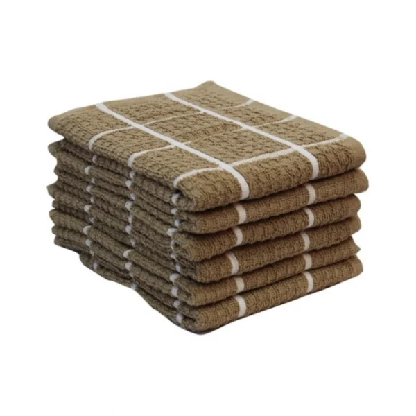 Generic Pack Of_6 Cotton Checkered Kitchen Towel Sets (Beige )