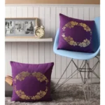 Generic Pack Of_2 Cotton Printed Cushion Cover Sets (Purple, Size: 16x16 In) - Image 4