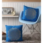 Generic Pack Of_2 Cotton Printed Cushion Cover Sets (Blue, Size: 16x16 In) - Image 3
