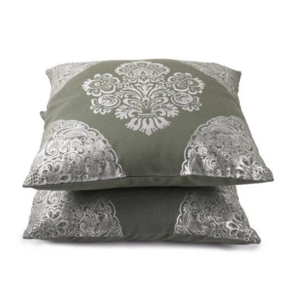 Generic Pack Of_2 Cotton Printed Cushion Cover Sets (Green, Size: 16x16 In)