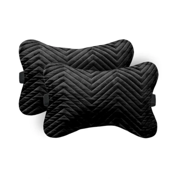 Generic Pack Of_2 Velvet zig zag Bone Neck Pillow (Black, Size: 6x10 In)