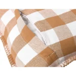 Generic Pack Of_2 Cotton Checkered Cushion Cover With Blanket Stitch (Beige, Size: 12x20 In) - Image 3