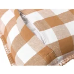 Generic Pack Of_2 Cotton Checkered Cushion Cover With Blanket Stitch (Beige, Size: 24x24 In) - Image 2
