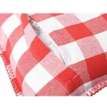 Generic Pack Of_2 Cotton Checkered Cushion Cover With Blanket Stitch (Red, Size: 18x18 In) - Image 3
