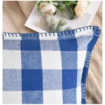 Generic Pack Of_2 Cotton Checkered Cushion Cover With Blanket Stitch (Blue, Size: 18x18 In) - Image 3
