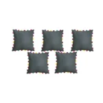 Generic Cotton Solid Pom Pom Cushion Covers (Grey, Size: 18x18 In) - Image 2