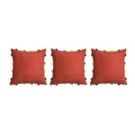Generic Cotton Solid Pom Pom Cushion Covers (Orange, Size: 14x14 In) - Image 3
