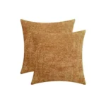 Generic Pack Of_2 Chenille Checkered Cushion Covers (Mustard Yellow, Size: 16x16 In)