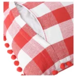 Generic Pack Of_2 Cotton Checkered Cushion Cover With Pom Pom (Red, Size: 12x20 In) - Image 3