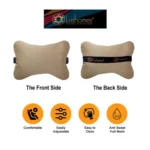 Generic Pack Of_2 Faux Leather Solid Bone Neck Pillow (Cream sand, Size: 6x10 In) - Image 2
