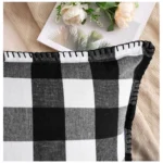 Generic Pack Of_2 Cotton Checkered Cushion Cover With Blanket Stitch (Black & White, Size: 18x18 In) - Image 3