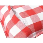 Generic Pack Of_2 Cotton Checkered Cushion Cover With Blanket Stitch (Red, Size: 18x18 In) - Image 2
